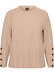 Strikket bluse med ribbestruktur og knappdetaljer, Beige, Packshot image number 0