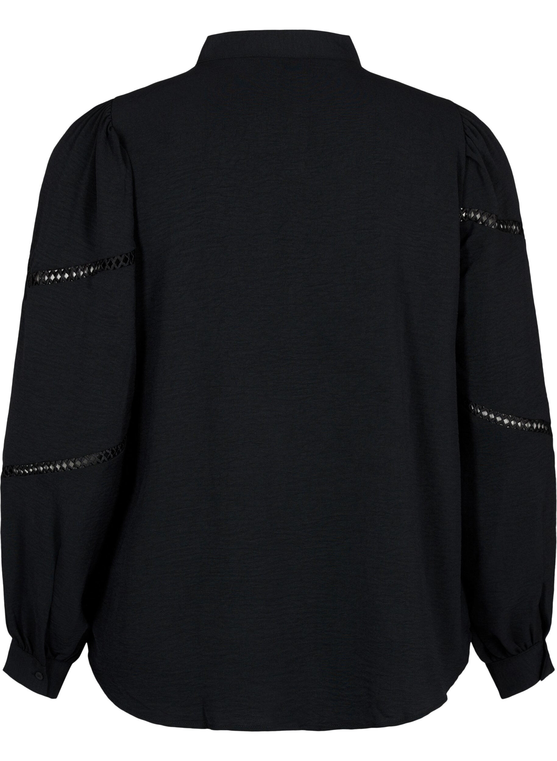 Zizzi Skjortebluse med heklede detaljer, Black, Packshot image number 1