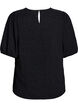 Strukturert bluse med korte ermer, Svart, Packshot image number 1