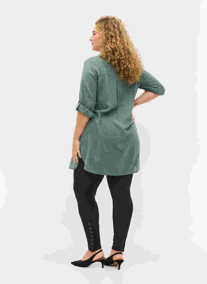 Viskoseleggings med knapper, Black, Model