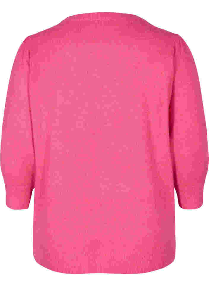 Melert strikkegenser med 3/4-ermer, Fandango Pink, Packshot image number 1