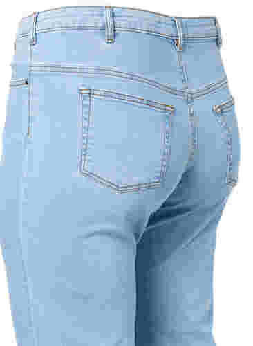 Gemma jeans med høyt liv og hull på kneet, Ex Lgt Blue, Packshot image number 3