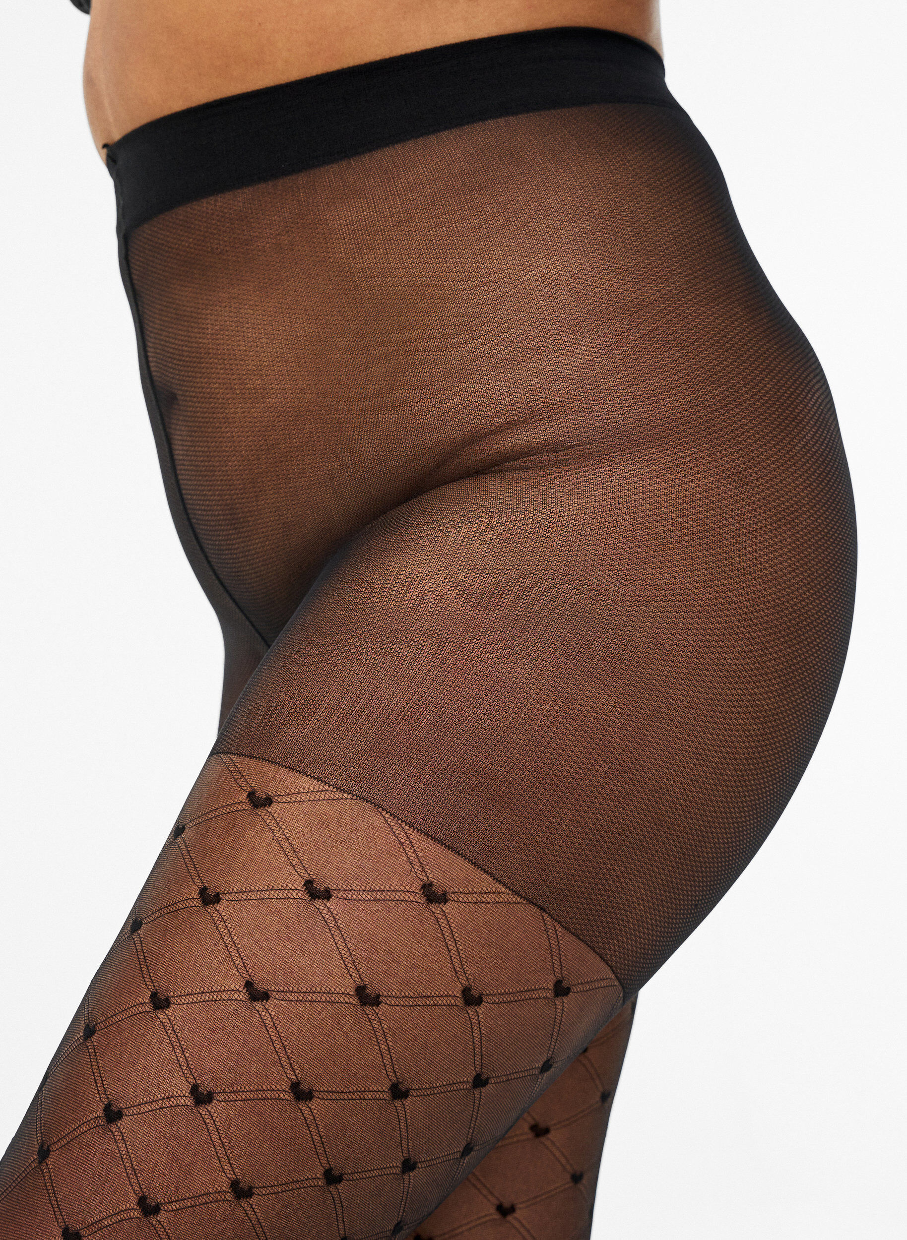 Zizzi Tights i 25 denier med hjerter, Svart, Model image number 2