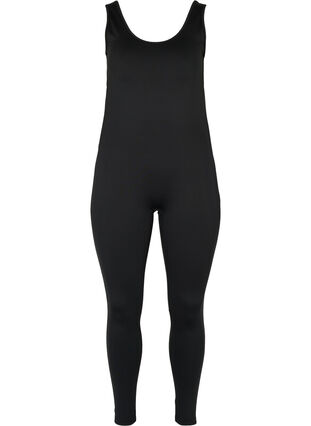 Tettsittende jumpsuit til trening, Black, Packshot image number 0
