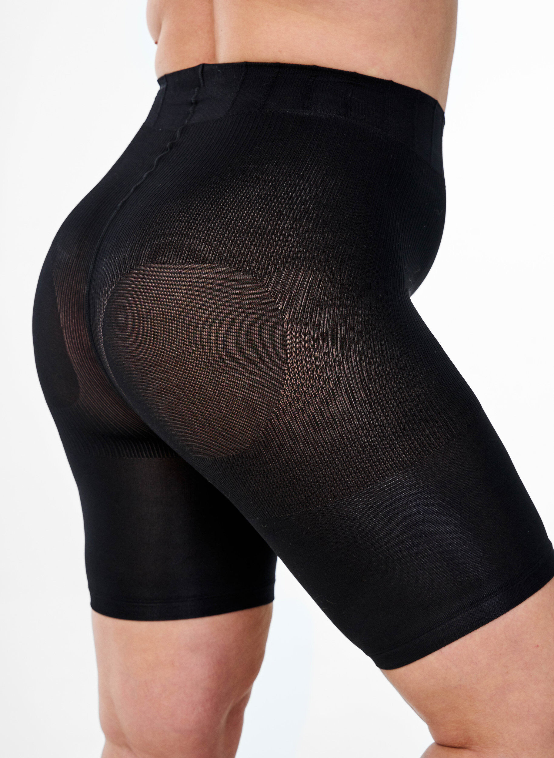 Zizzi2-pakning push-up shorts i 60 denier med shaping-effekt, Svart, Packshot image number 3