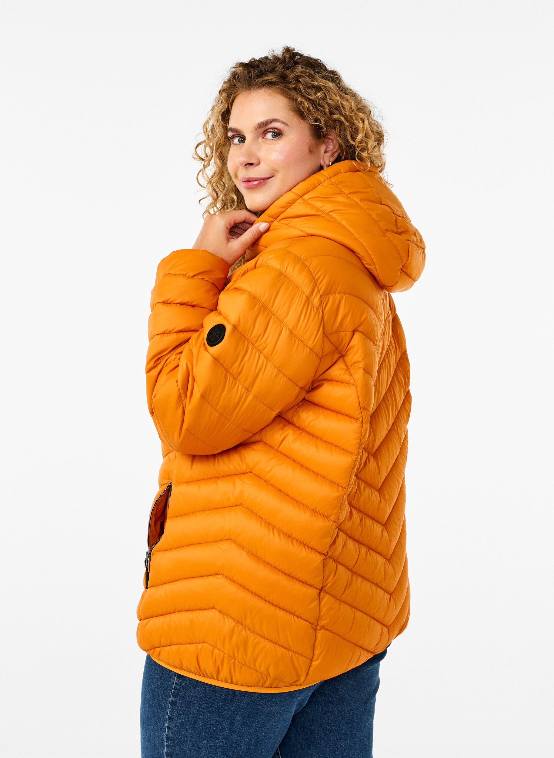 ZizziLett jakke med hette, Orange, Model image number 2
