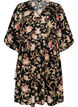 Blomstrete kjole i lin og viskose med empire-linje, Svart, Packshot image number 0