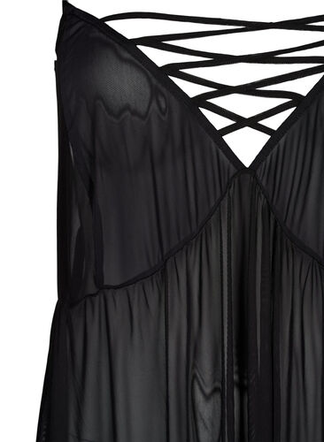 Nattkjole i mesh med string, Black, Packshot image number 2