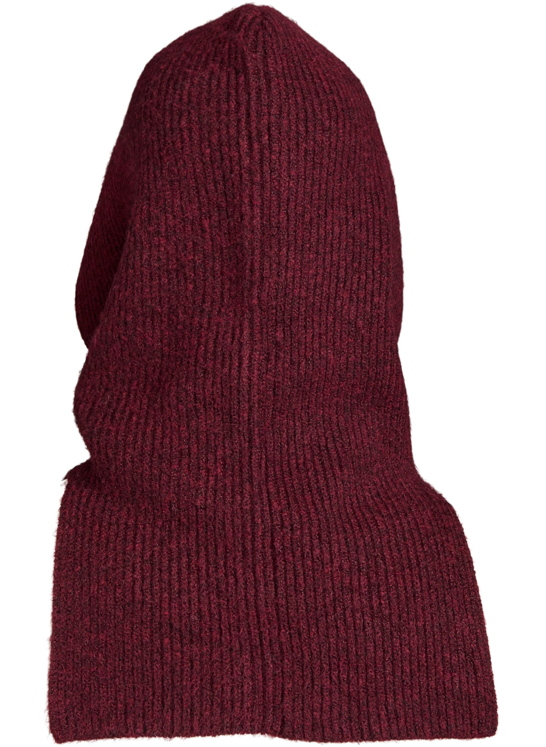 Zizzi Strikket balaclava med snorer, M&oslash;rk Bordeaux, Packshot image number 1