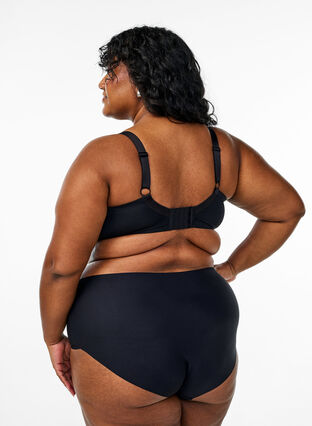 Zizzi Formpresset BH i mikrofiber med satengdetalj, Black, Model image number 1