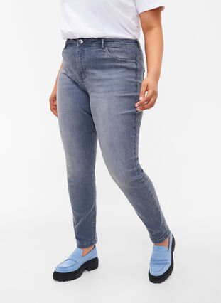 Ekstra slim Amy jeans med høyt liv, Grey Denim, Model image number 2