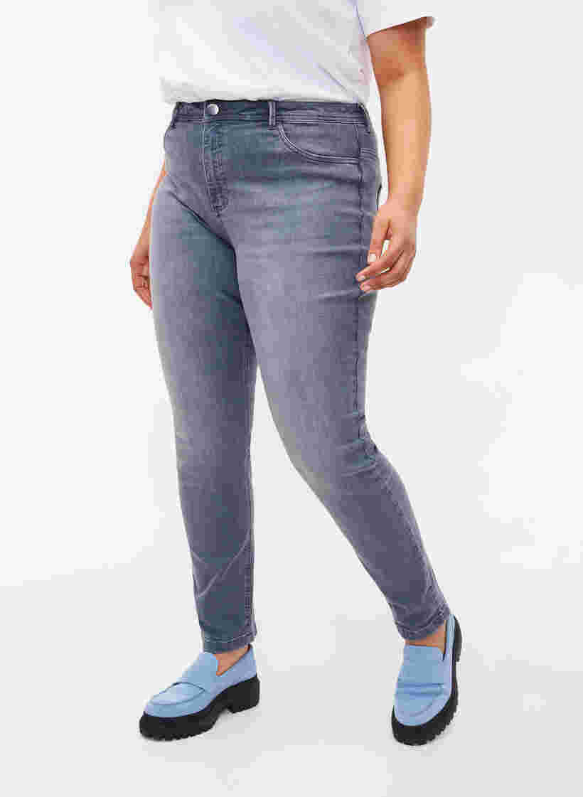 Ekstra slim Nille jeans med høyt liv, Grey Denim, Model image number 2