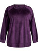 Velourbluse med raglanermer, Lilla, Packshot image number 0