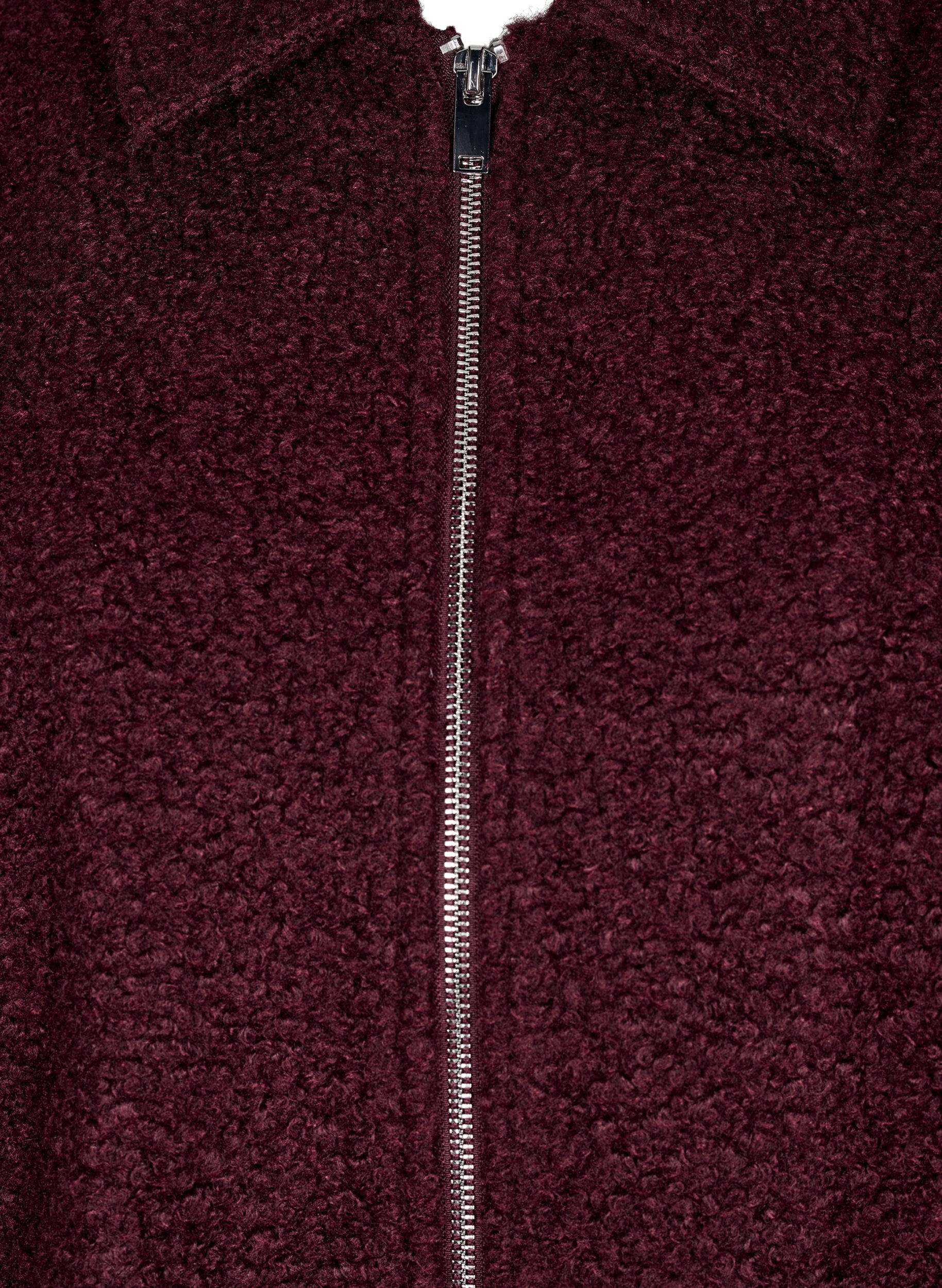 Zizzi Kort jakke med glidel&aring;s, M&oslash;rk Bordeaux, Packshot image number 2