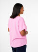 Bluse med korte ermer og rund hals, Rosa, Model image number 2