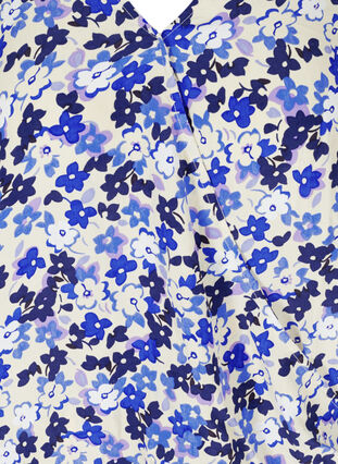 Blomstrete viskosebluse med 3/4-ermer, Blue Flower AOP, Packshot image number 2