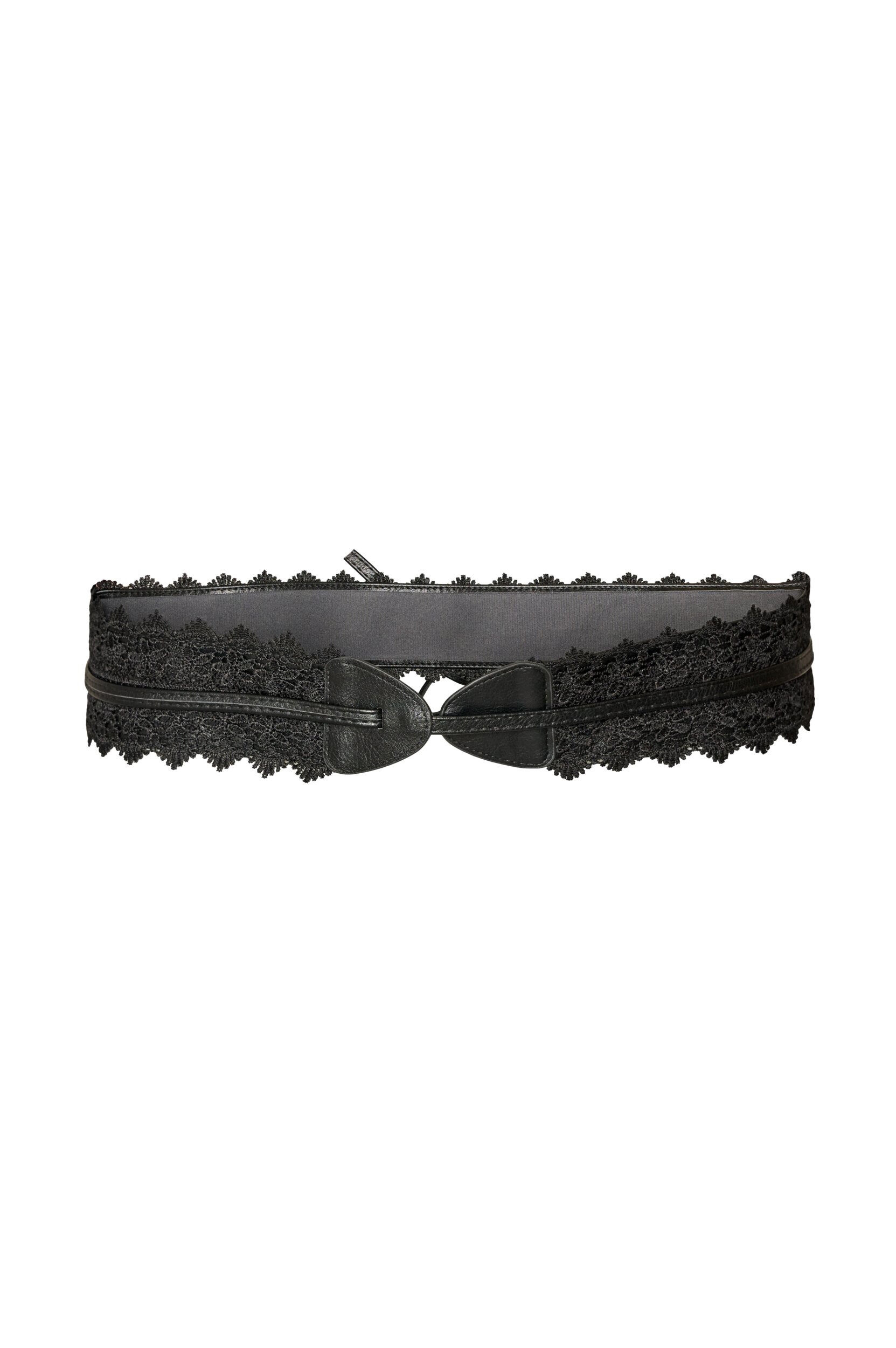 ZizziMidjebelte med blonder og knytelukking, Svart, Packshot image number 1