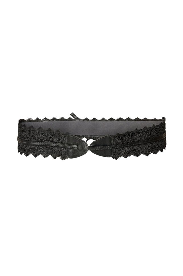 Midjebelte med blonder og knytelukking, Svart, Packshot image number 1