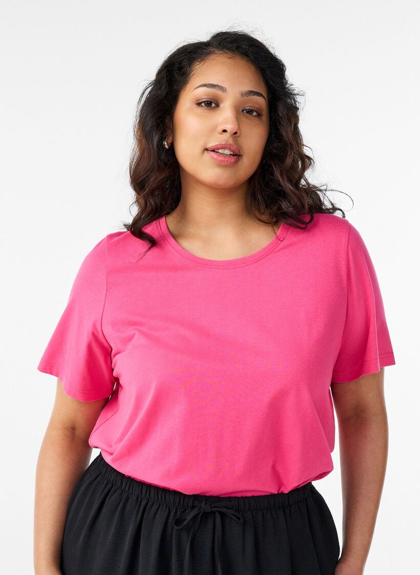 T-skjorte med trykk, Rosa, Model image number 2