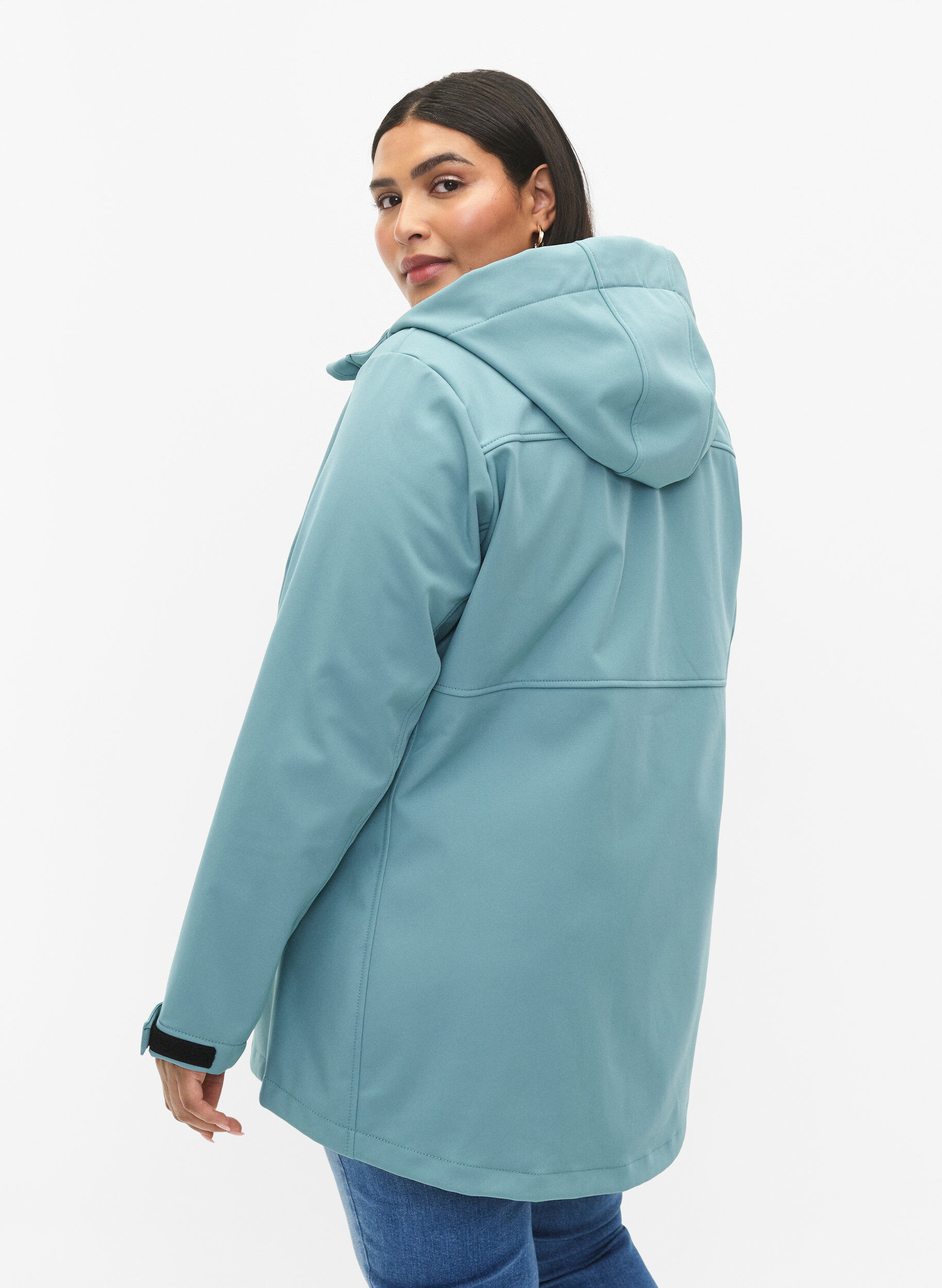 Zizzi Kort softshell jakke med lommer, Arctic, Model image number 1