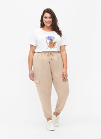 Løse viskosebukser med store lommer, Oxford Tan, Model