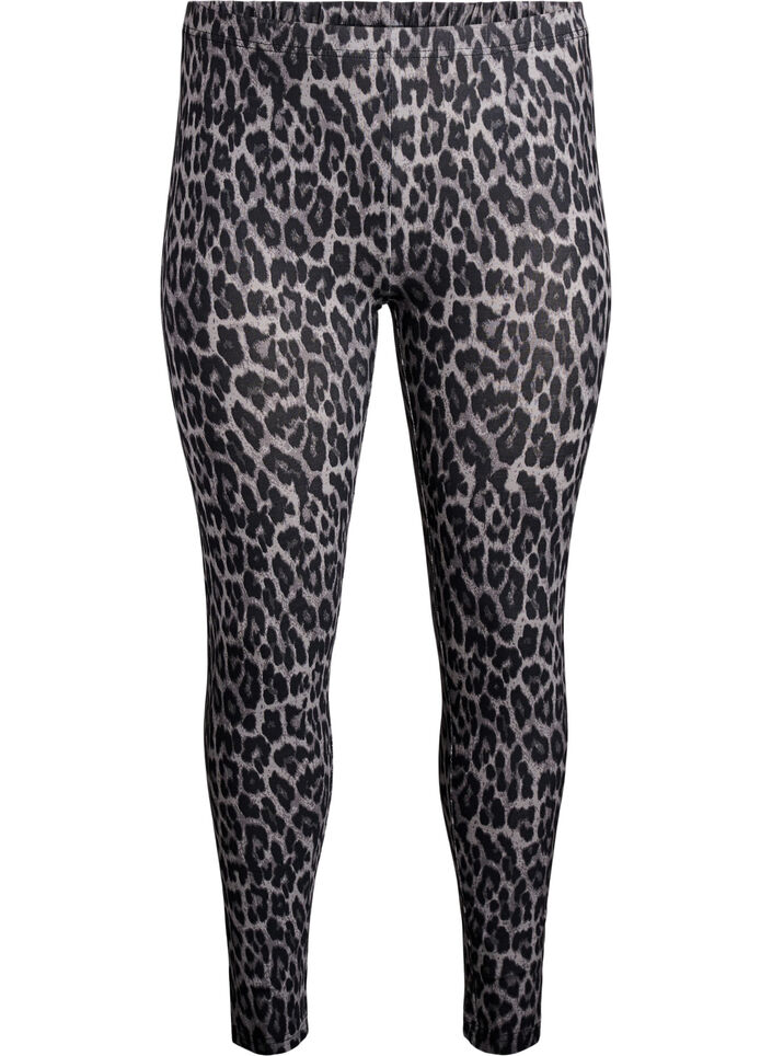 Viskose leggings med leopardmønster, Grå, Packshot image number 0