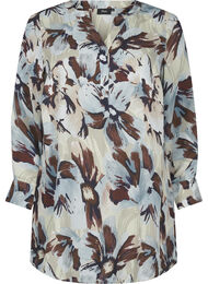 Langermet tunika med trykk, Grey Flower AOP