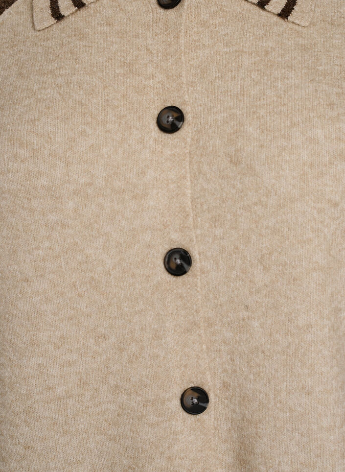 Cardigan med kontrasterende ermer og krage, Beige, Packshot image number 2