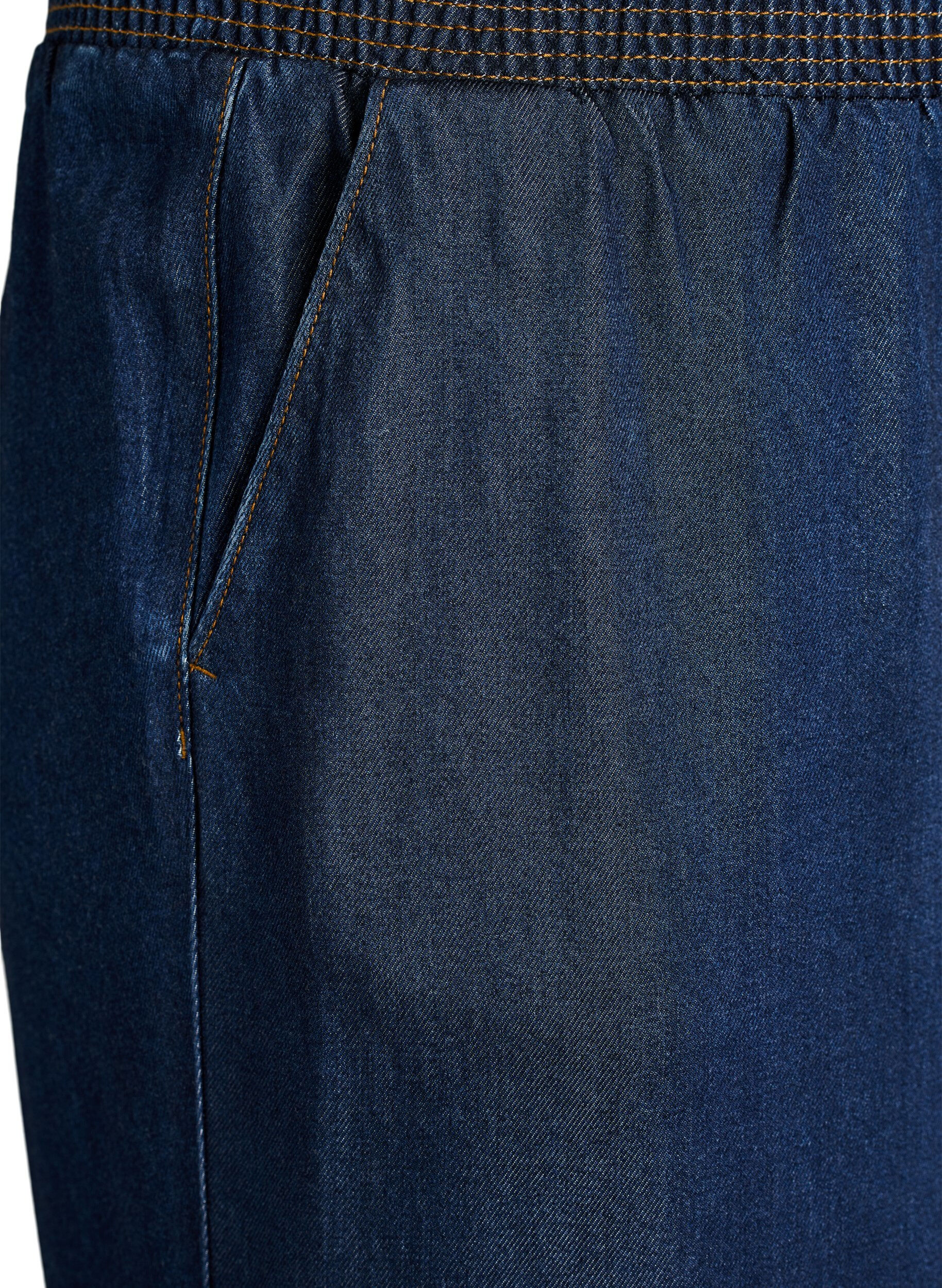 Zizzi Lyocell culotte-bukser med vide ben og plagg i denim, Bl&aring;, Packshot image number 2