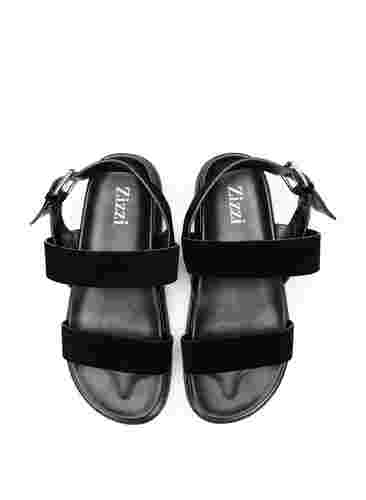 Wide fit sandal i semsket skinn, Black, Packshot image number 2