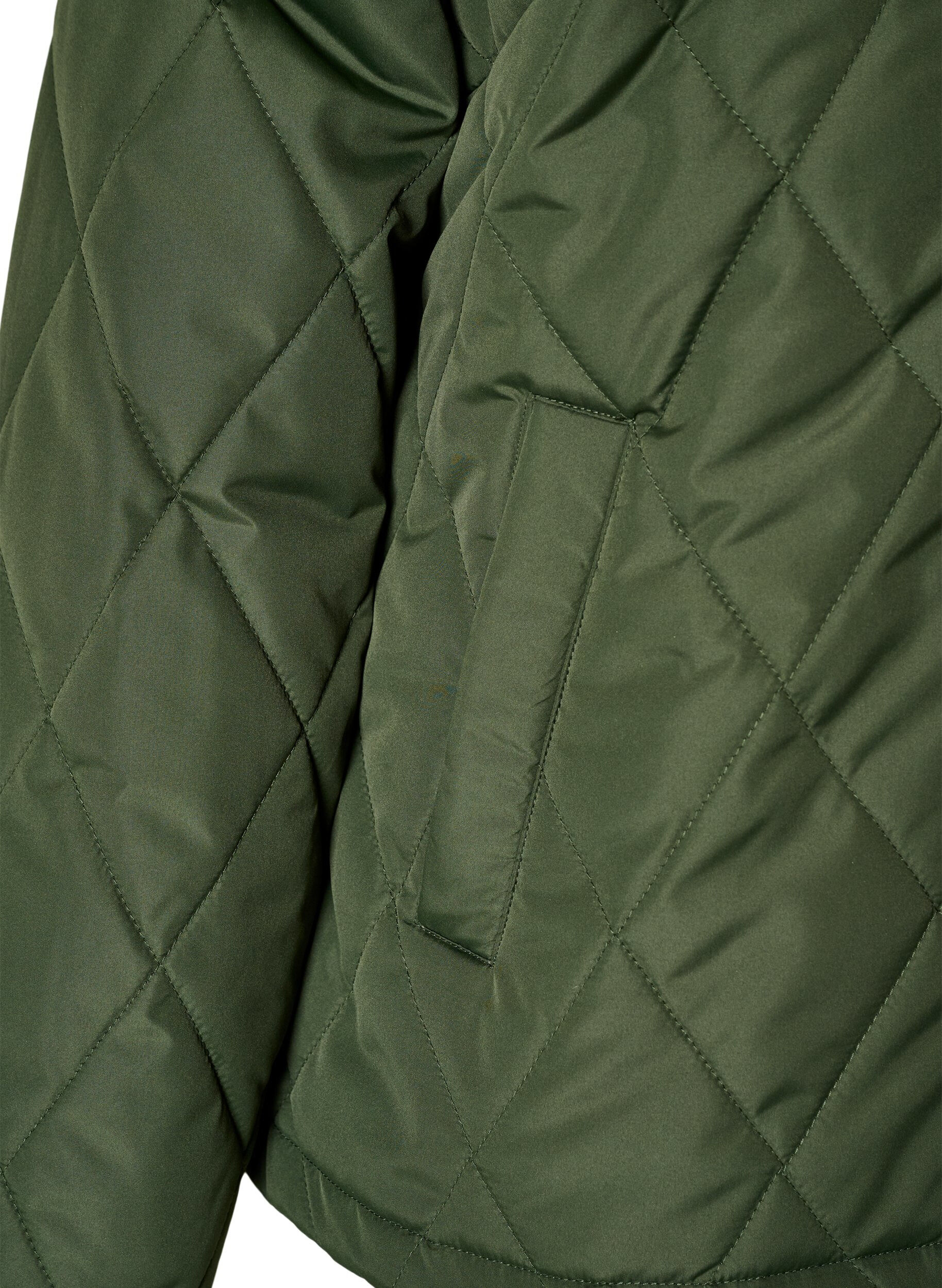 ZizziLett vattert jakke med diamantquilt, Gr&oslash;nn, Packshot image number 3