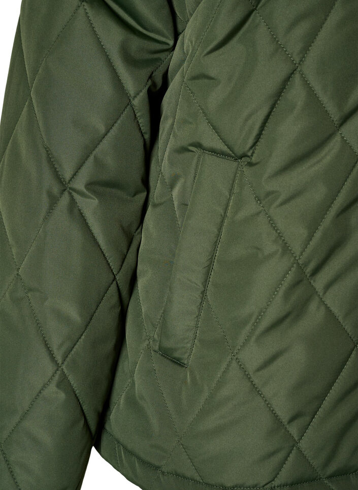Lett vattert jakke med diamantquilt, Gr&oslash;nn, Packshot image number 3