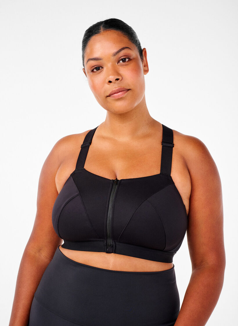 Sportsbh med lukking foran og høy støtte, Black, Model