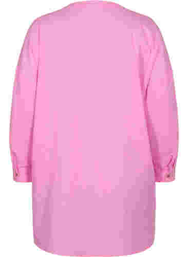 Bluse med 3/4-ermer og knappelukking, Begonia Pink, Packshot image number 1