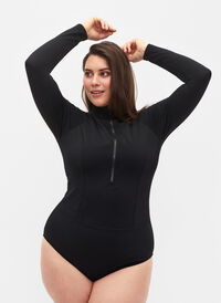 Badedrakt med lange ermer, Black, Model