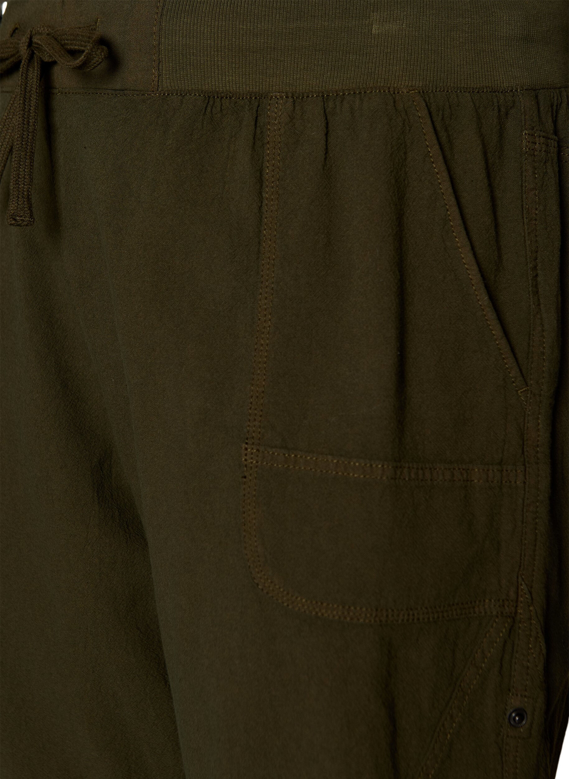 ZizziL&oslash;s shorts av bomull med lommer, Gr&oslash;nn, Packshot image number 2