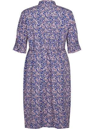 Zizzi FLASH - Skjortekjole med blomstermønster , Strong Blue Flower, Packshot image number 1