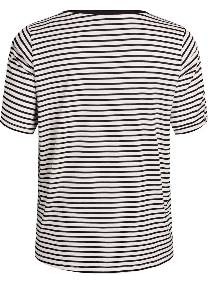 T-skjorte med TENCEL&trade; Lyocell og striper, Hvit, Packshot image number 1