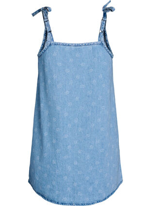 Zizzi Kort denimkjole med justerbare stropper, LBD w. Flower, Packshot image number 1