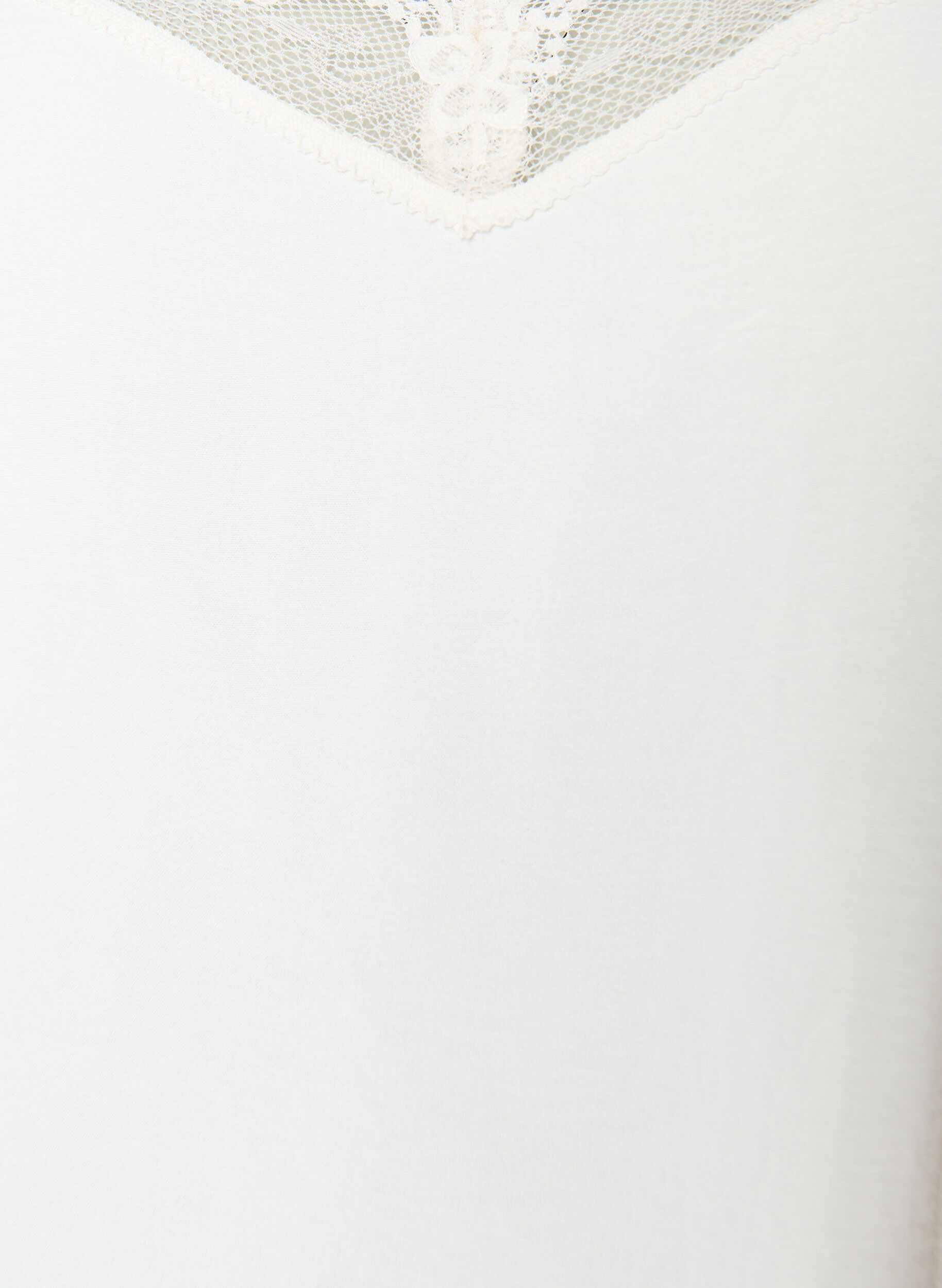 Zizzi Cami-topp med V-hals og blonderkant, Vanilje, Packshot image number 2