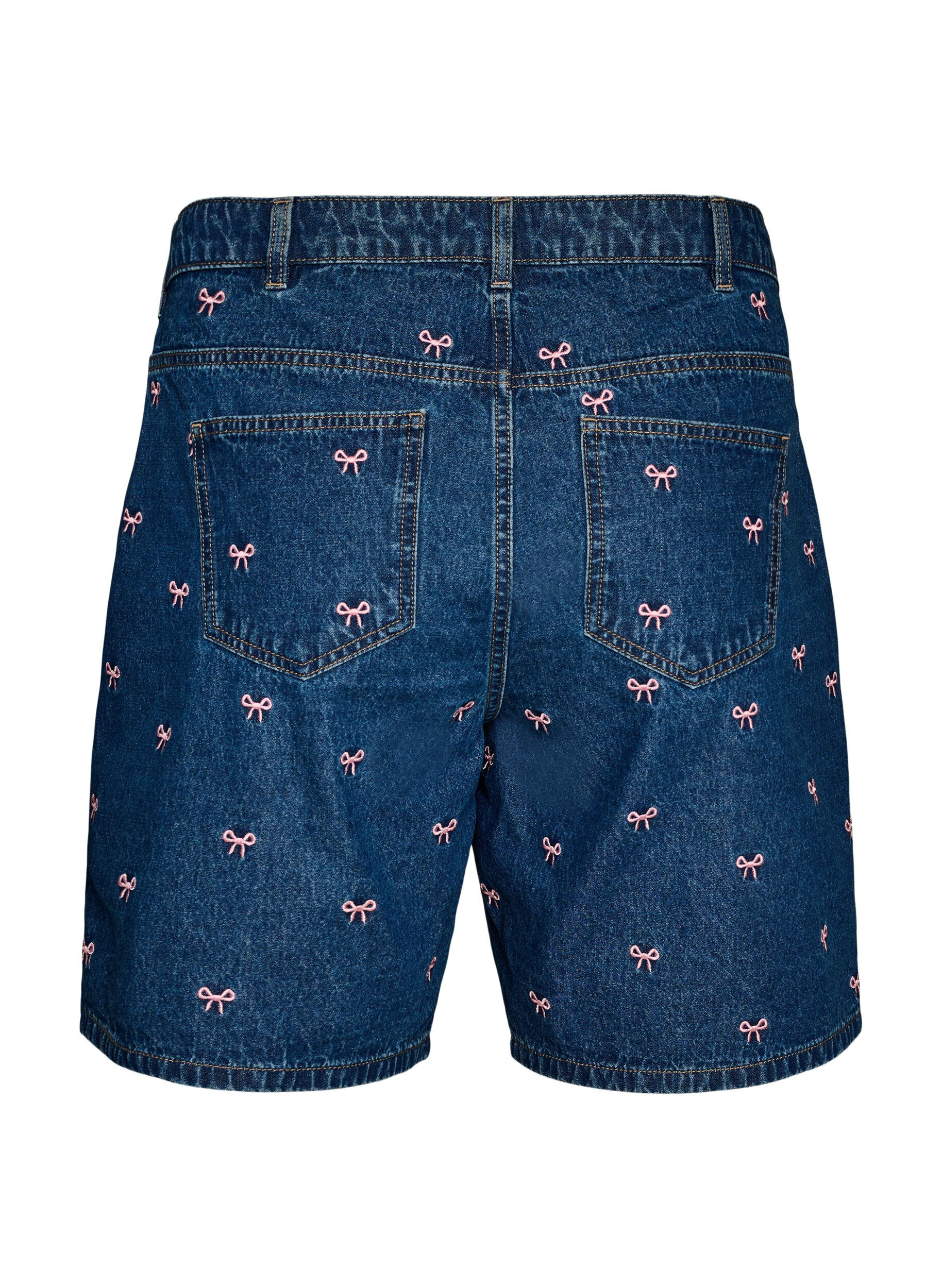 ZizziBroderte denimshorts, Bl&aring;, Packshot image number 1