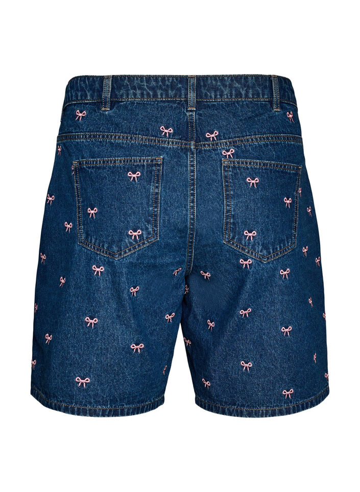 Broderte denimshorts, Bl&aring;, Packshot image number 1