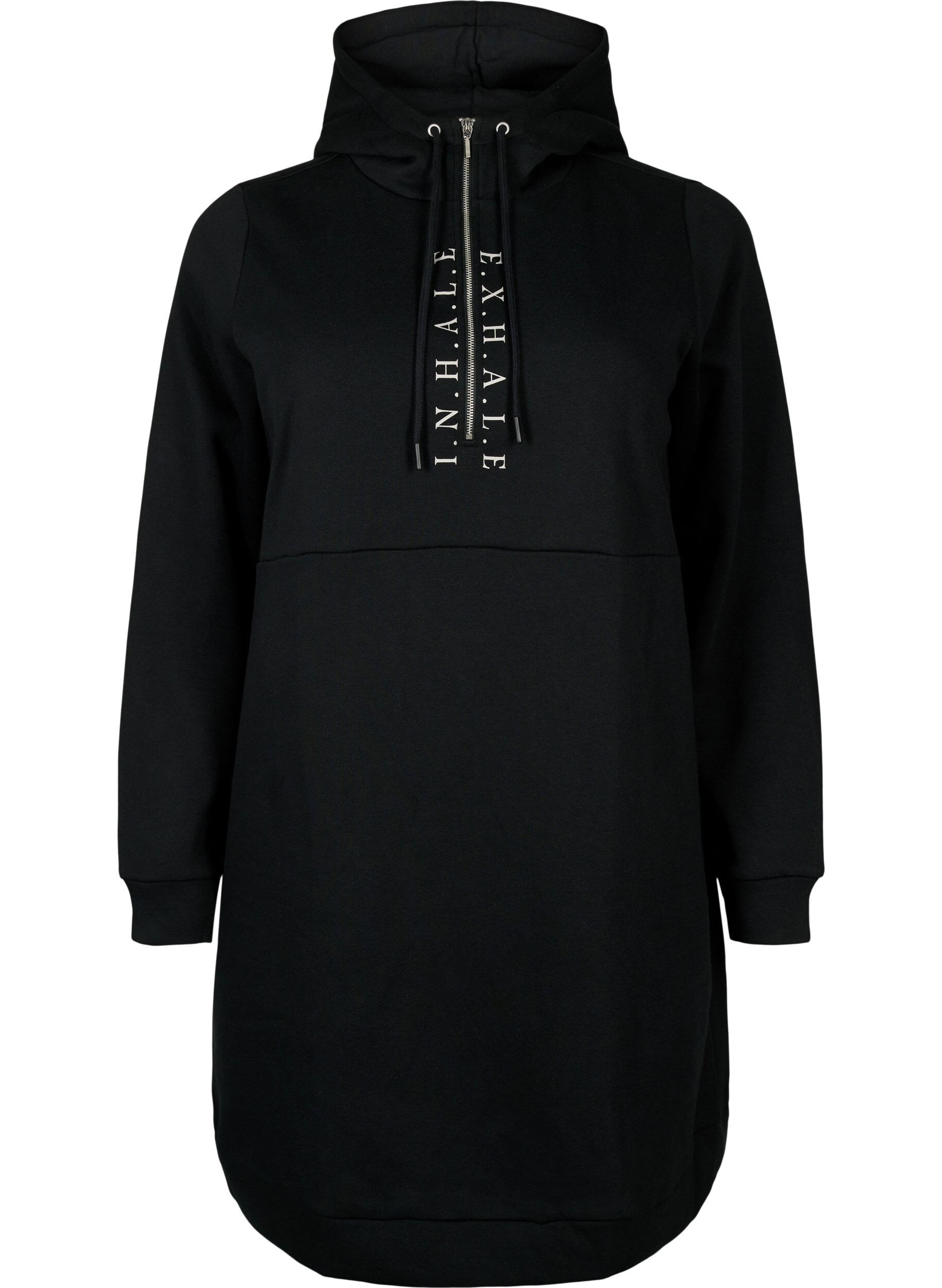 Zizzi Sporty genserkjole med hette, Black/Grey, Packshot image number 0