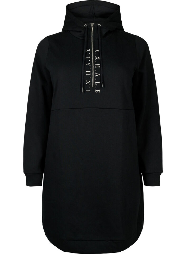 Sporty genserkjole med hette, Black/Grey, Packshot image number 0