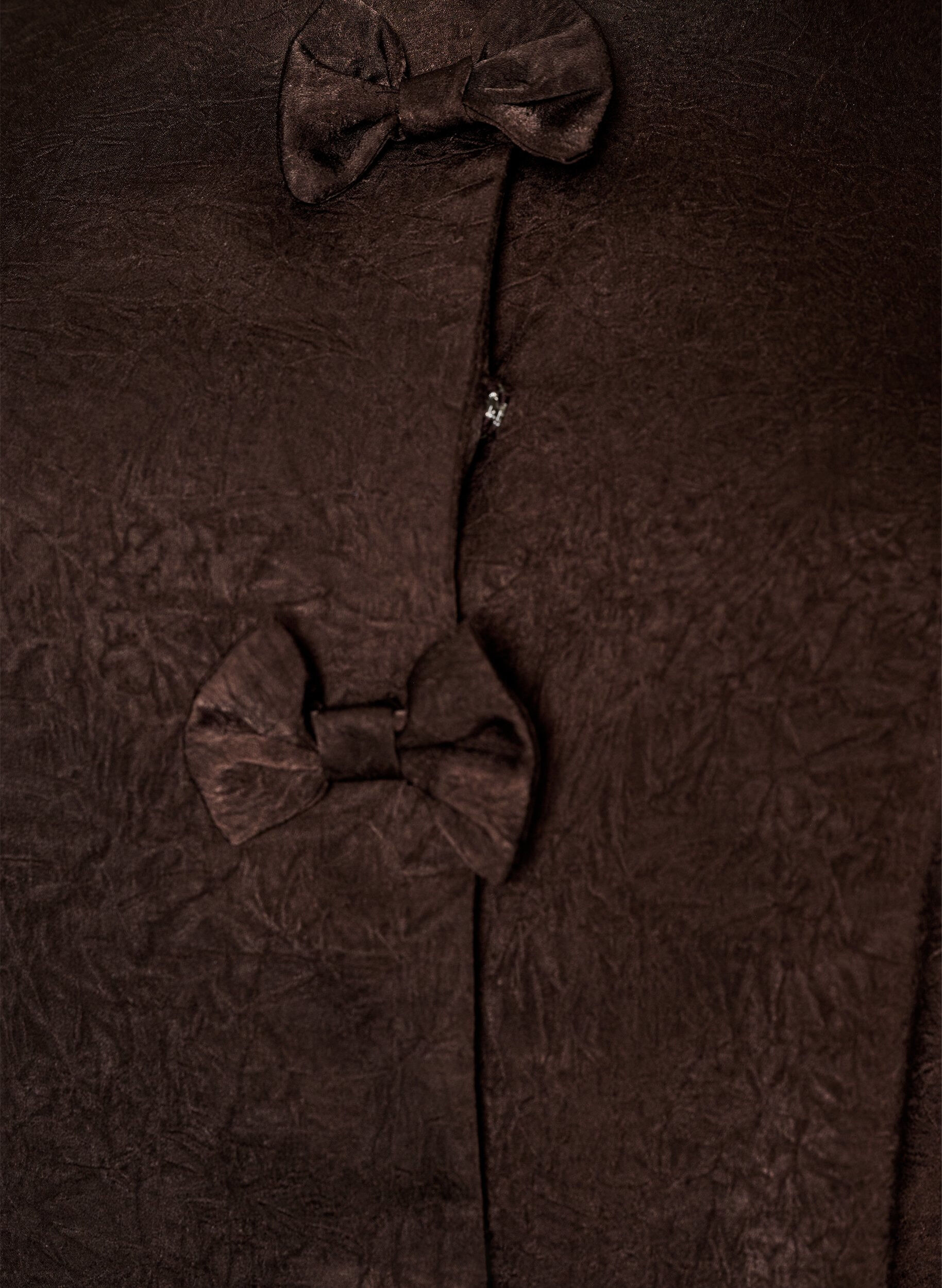 ZizziSatengbluse med sl&oslash;yfer og albuelange ermer, Brun, Packshot image number 2