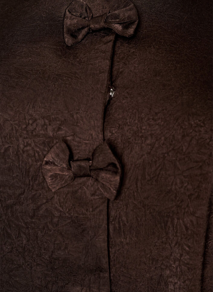 Satengbluse med sl&oslash;yfer og albuelange ermer, Brun, Packshot image number 2