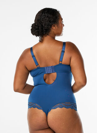 Zizzi Underwired blondebody med stroppe-detalj, Blå, Model image number 1