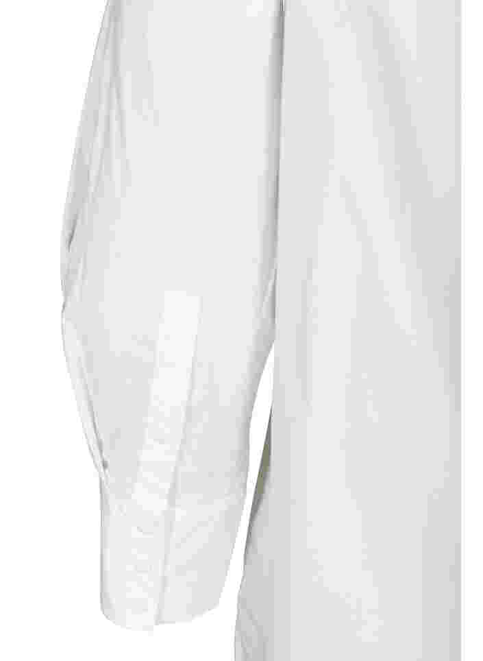 Lang bomullsskjorte med lomme på brystet, Bright White, Packshot image number 3