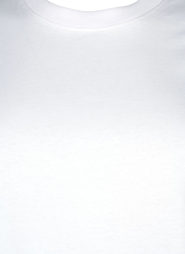 Basic T-skjorte i bomull med rund hals, Hvit, Packshot