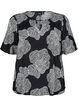 Short sleeve Viscose Bluse med utskrift, Svart, Packshot image number 0